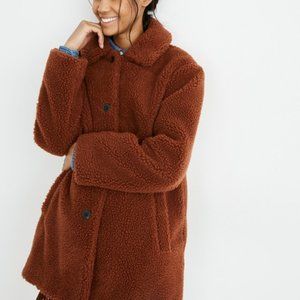 Madewell Button-Front Sherpa Coat - Size Large
